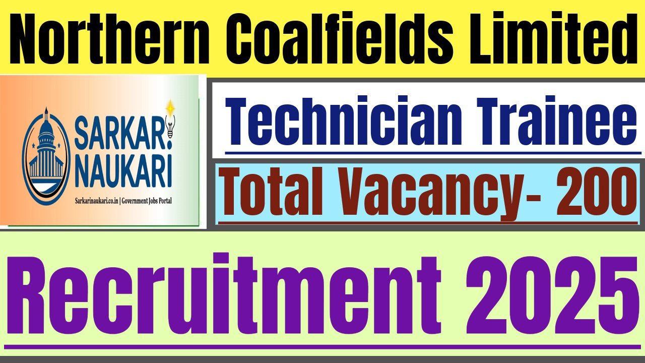 Northern Coalfield NCL Technician Online Form 2025