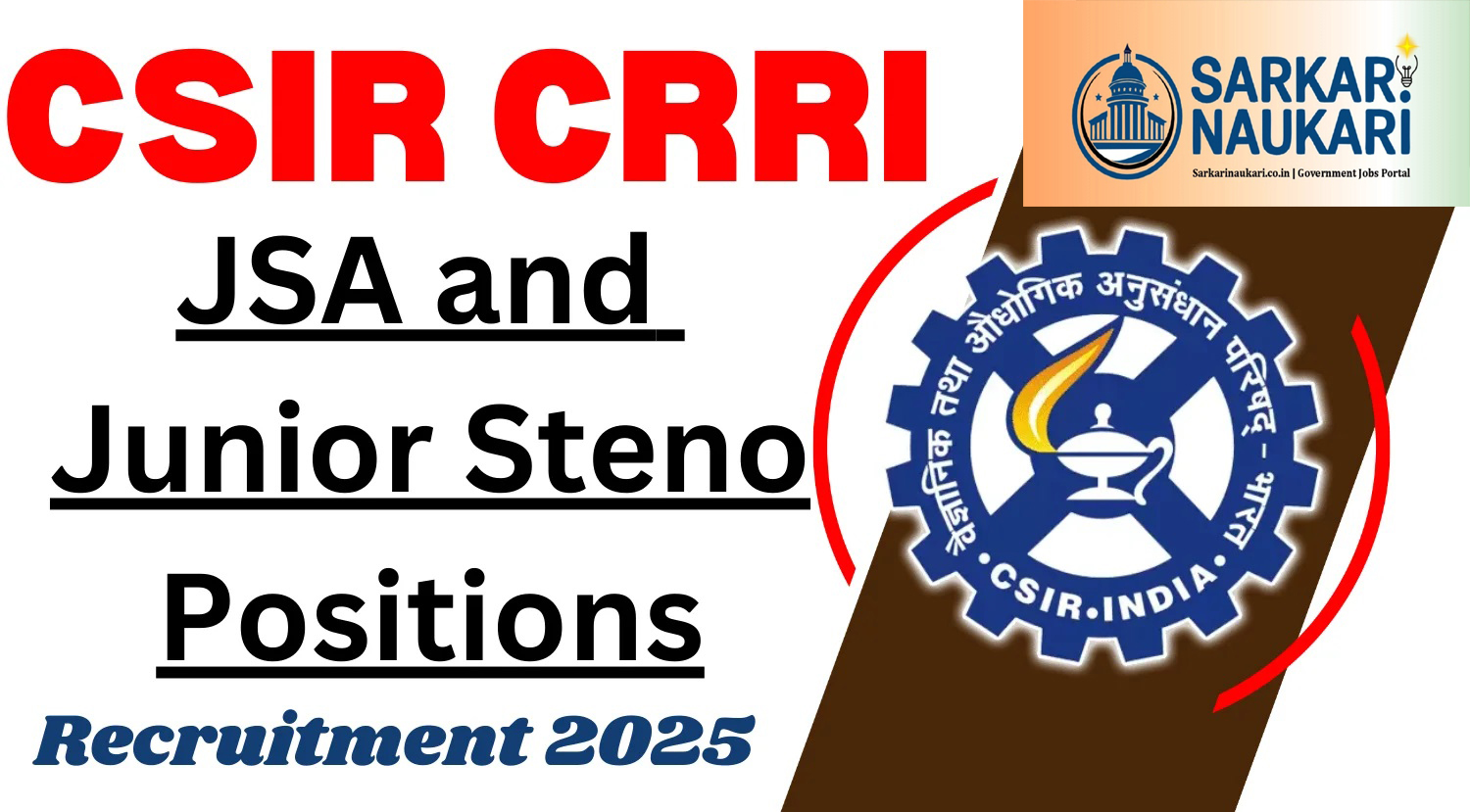 CSIR CRRI JSA, Stenographer Online Form 2025
