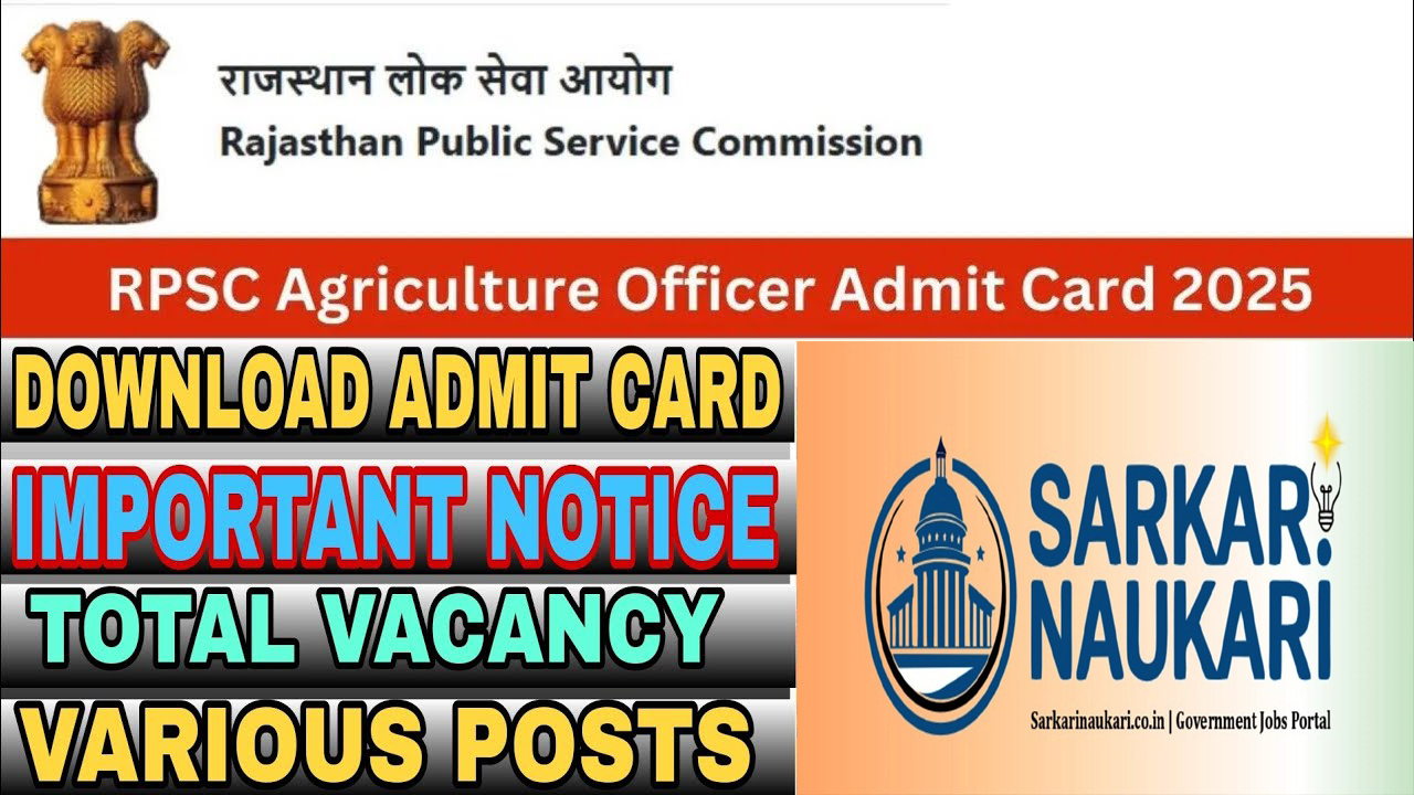 RPSC Agriculture Officer 2024 Admit Card