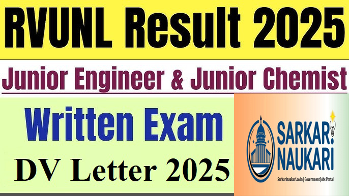 Rajasthan RVUNL Junior Engineer, Jr Chemist DV Letter 2025