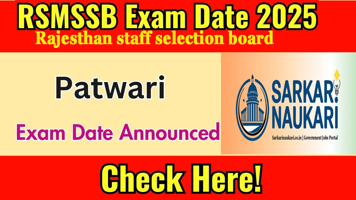 RSSB Patwari New Exam Date 2025