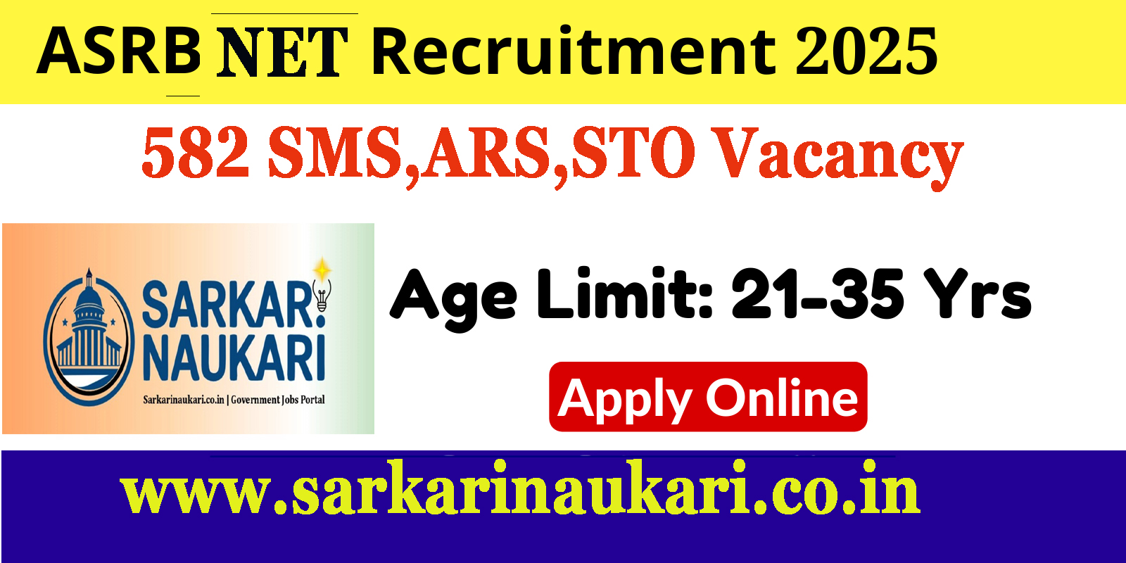ASRB NET, ARS, SMS, STO Online Form 2025
